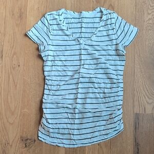 Michaels White V-Neck Tee with Black Stripes